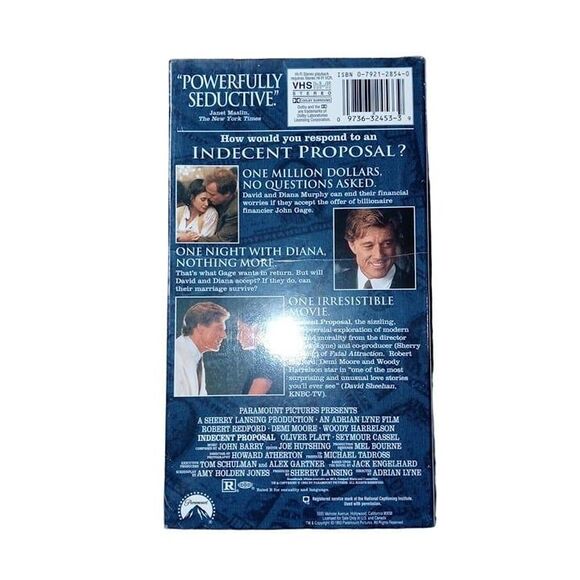 Indecent Proposal VHS 1993 Movie New Sealed Robert Redford Demi Moore - Picture 2 of 2